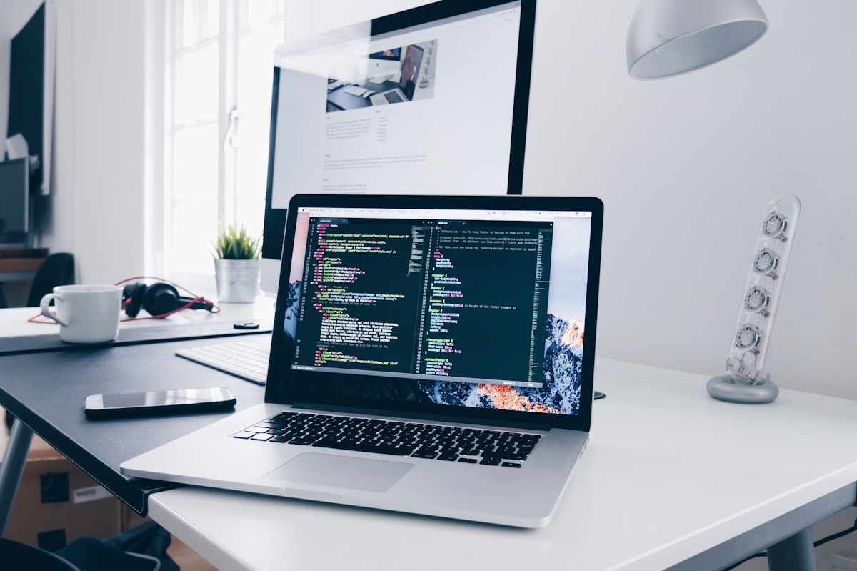 Website development coding desk for responsive business websites